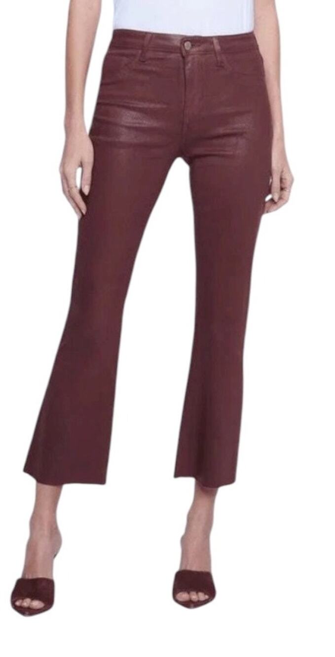 L'Agence Kendra High-Rise Crop Flare Pants brown size 32